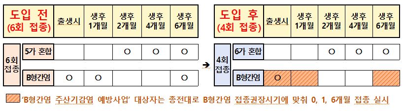6가백신 도입 예방접종 일정표