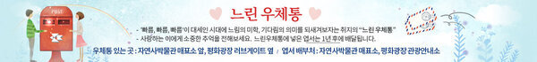 느린 우체통 - '빠름, 빠름, 빠름‘이 대세인 시대에 느림의 미학, 기다림의 의미를 되새겨보자는 취지의 “느린 우체통” - 사랑하는 이에게 소중한 추억을 전해보세요. 느린우체통에 넣은 엽서는 1년 후에 배달됩니다. 우체통 있는 곳 : 자연사박물관 매표소 앞, 평화광장 러브게이트 옆 / 엽서 배부처 : 자연사박물관 매표소, 평화광장 관광안내소