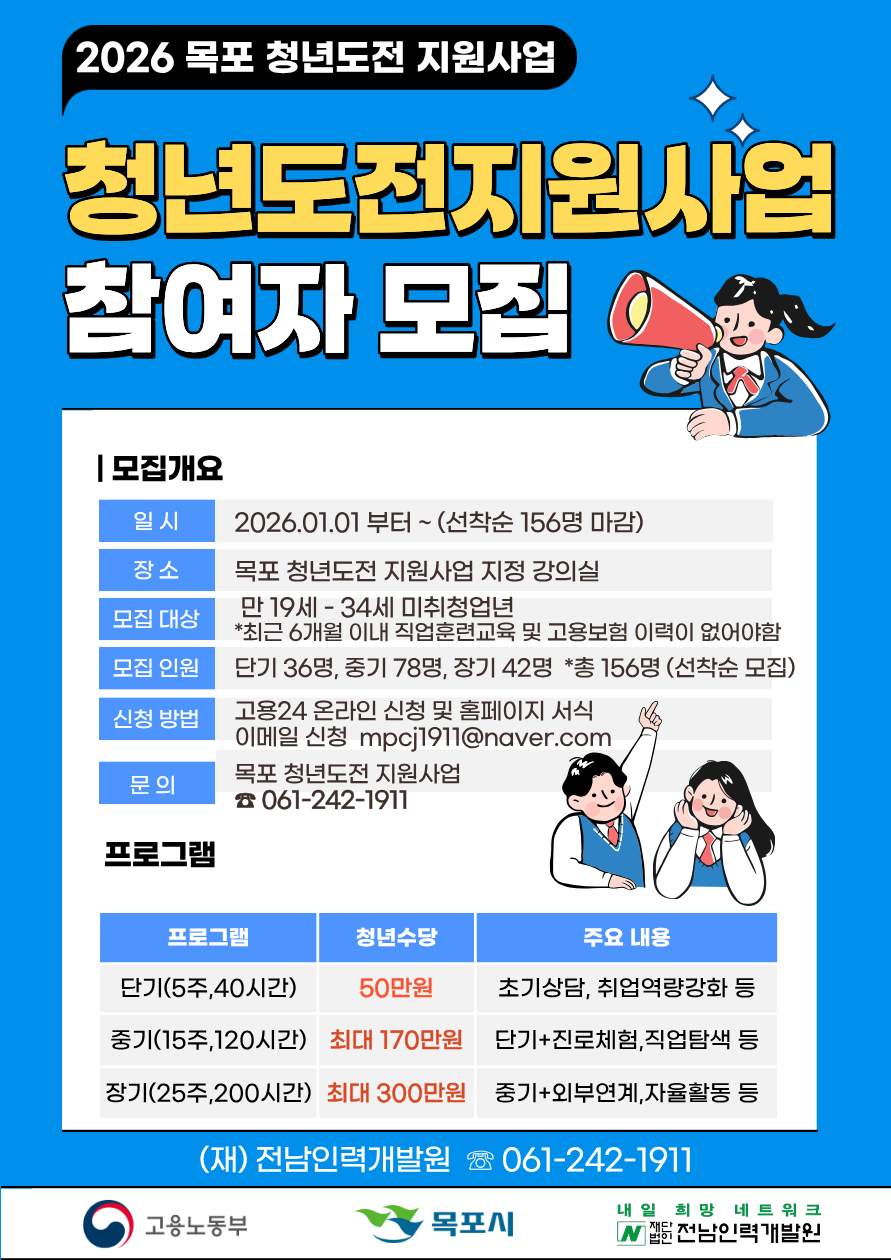 목포시, 2026년 ‘청년도전 지원사업’ 참여자 모집