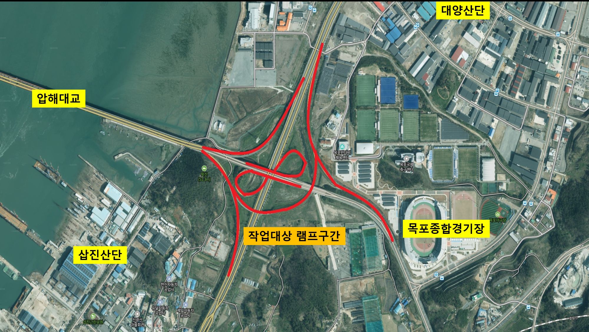 목포시, 압해대교 램프구간 노후 가로등 LED로 전면 교체